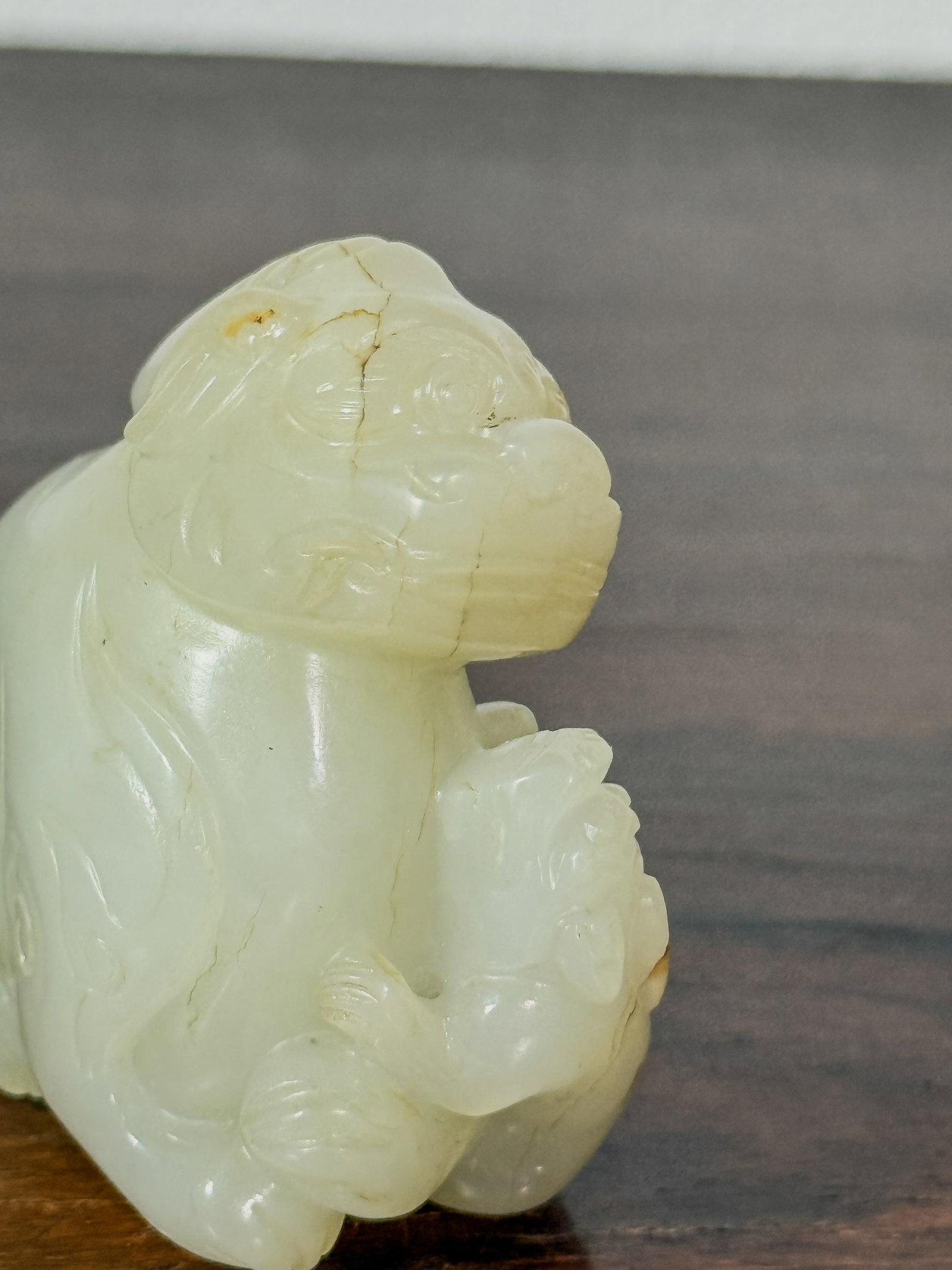 CHINESE CELADON JADE FOO LION GROUP - 6