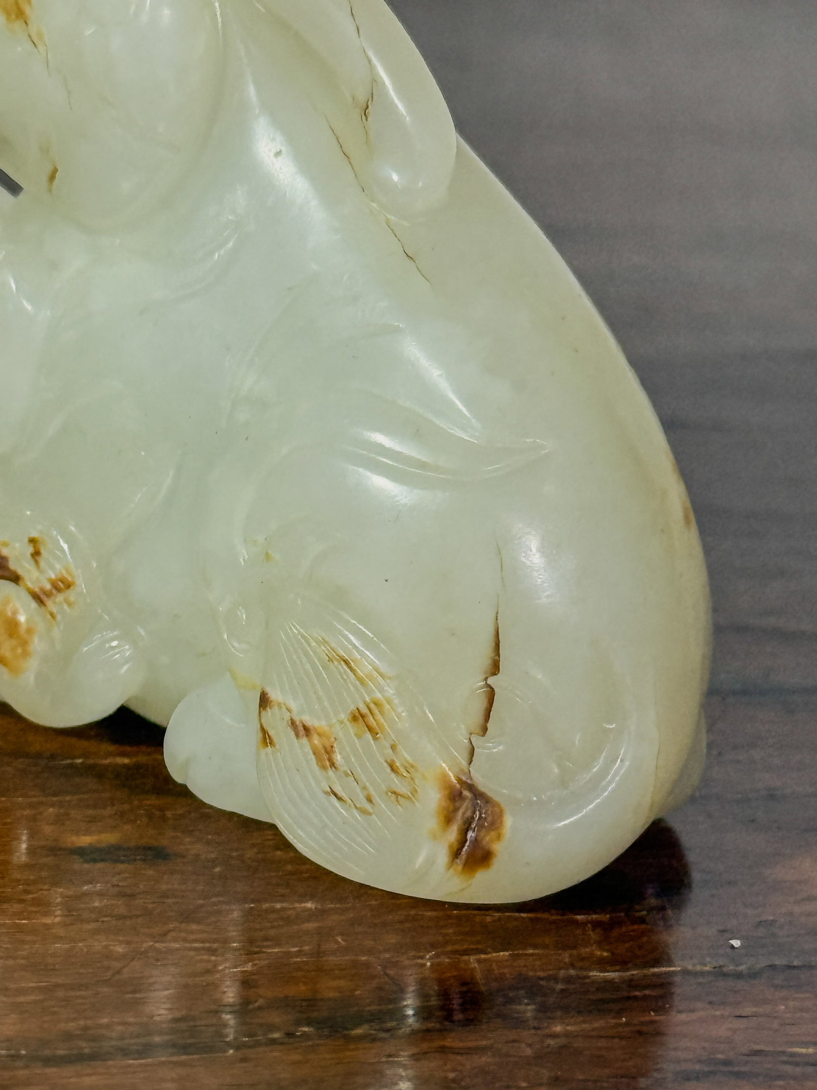 CHINESE CELADON JADE FOO LION GROUP - 9