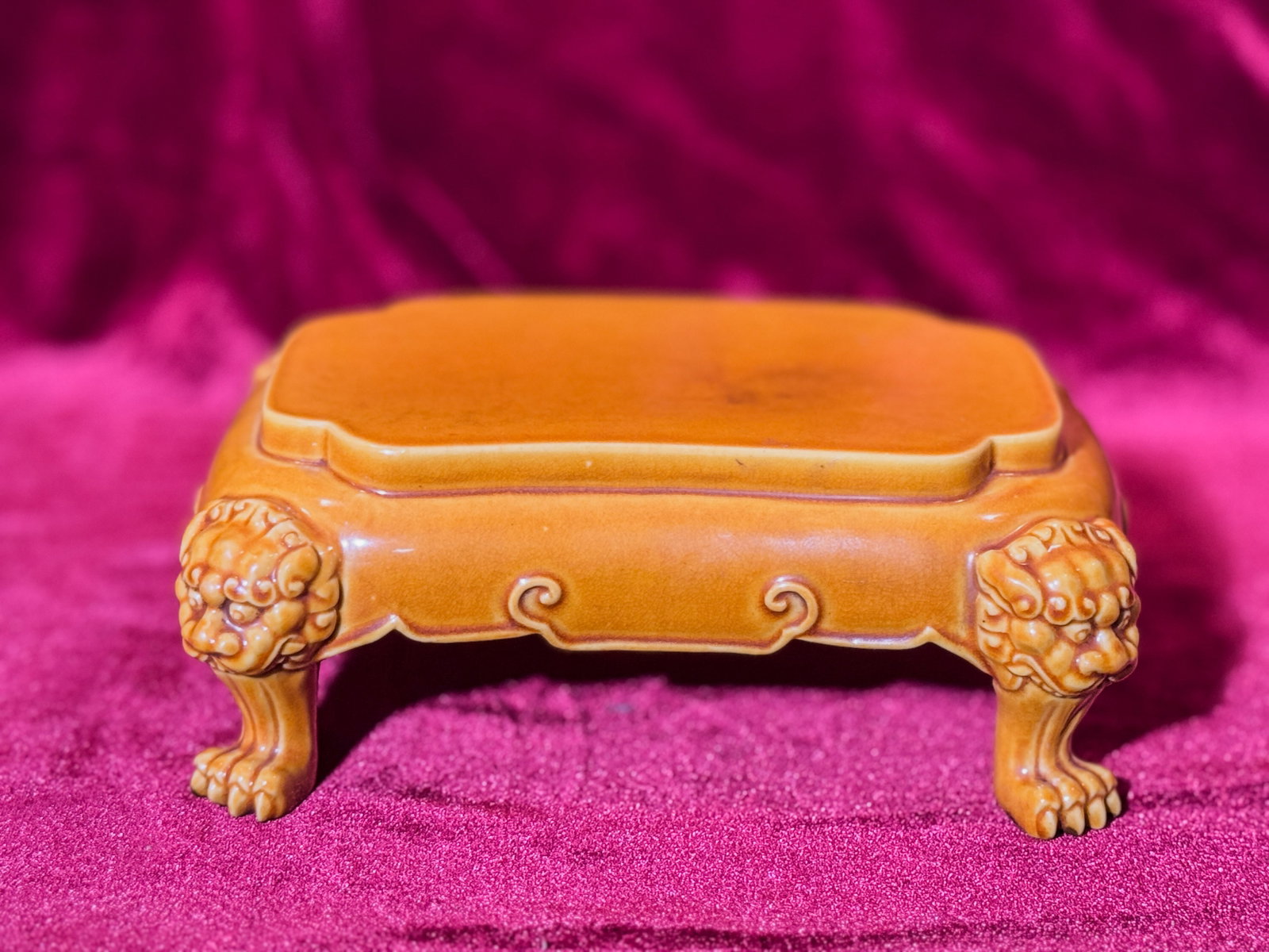 CHINESE YELLOW MONOCHROME PORCELAIN STAND: A Chinese yellow monochrome porcelain stand. Dimensions: Width: 6.5 in. (16.5 cm). Note: This item is in New York, where it can be shipped from.