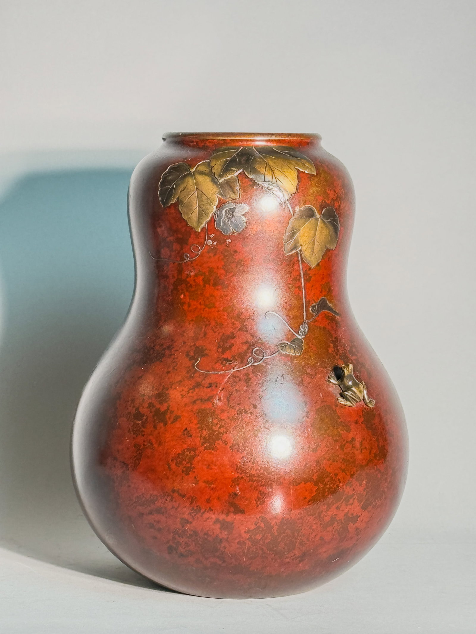 JAPANESE MIXED METAL VASE WITH FROG (1 of 9)