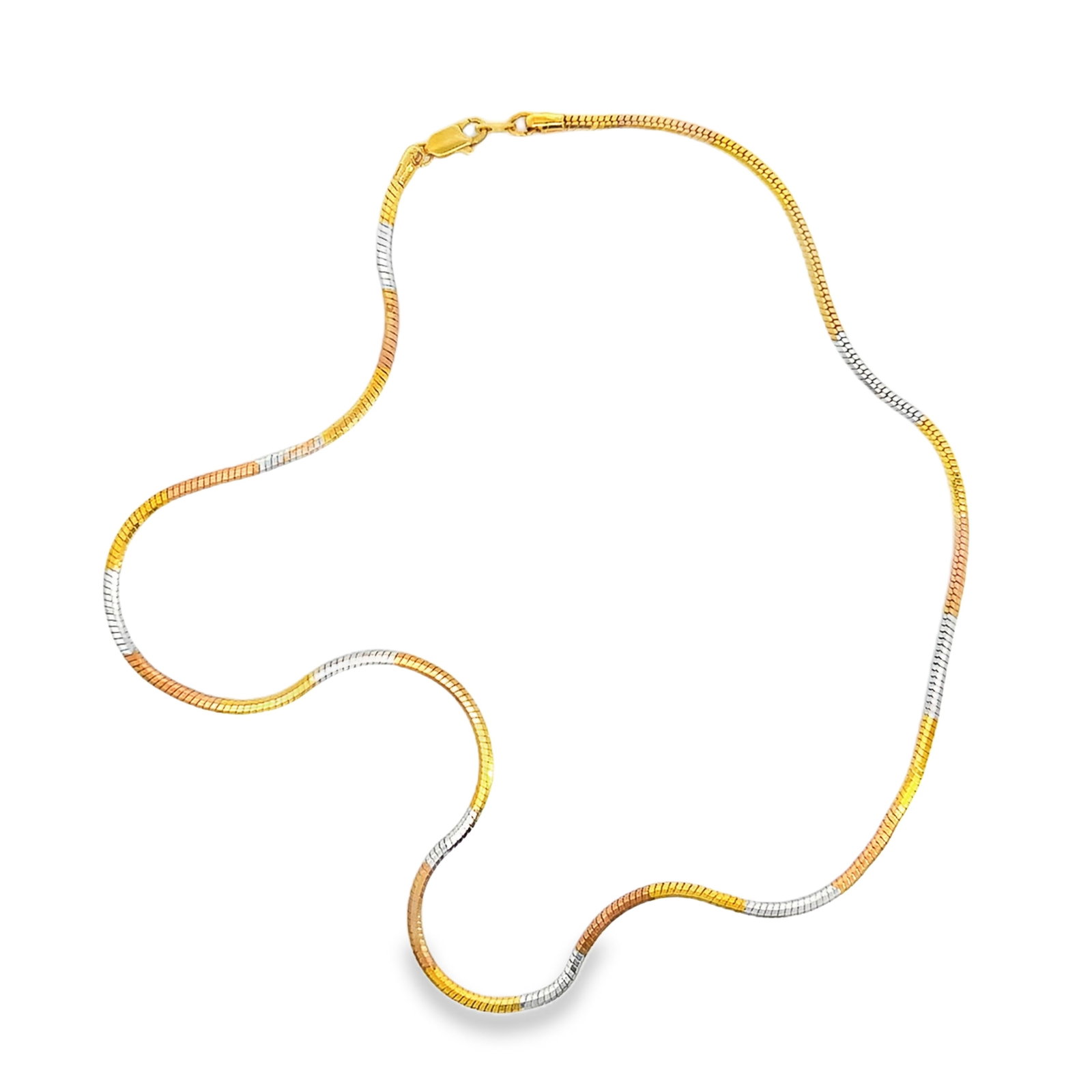 ITALIAN MONET TRI-TONE 18K GOLD SNAKE CHAIN NECKLACE (1 of 6)