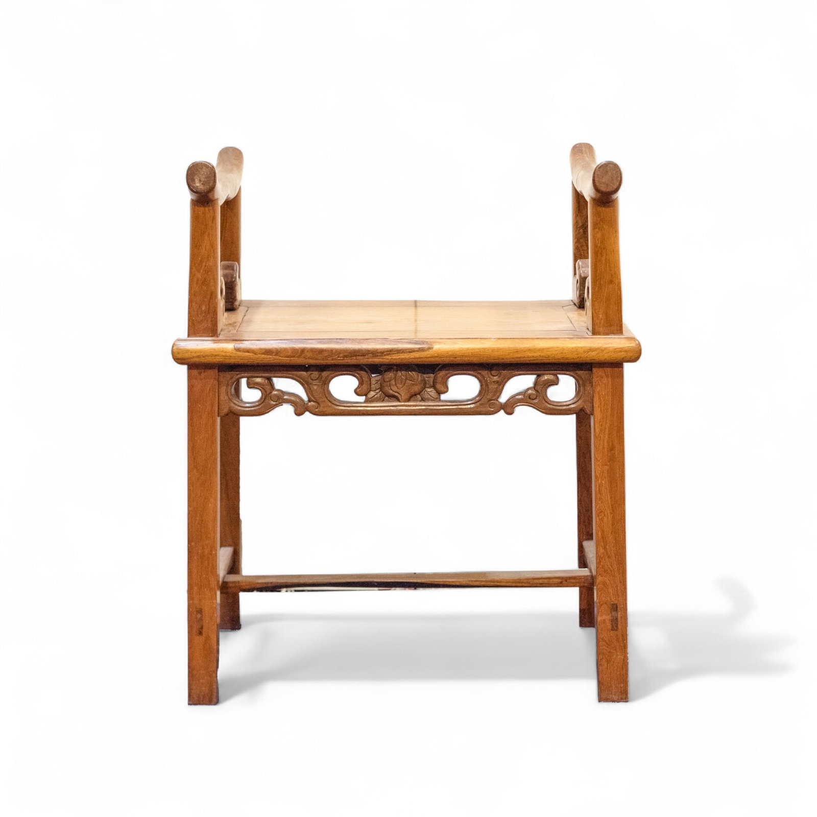 A CHINESE HUANGHUALI STOOL (Y): A Chinese huanghuali stool. 25.98"h x 21.46"w x 14.96"d (66 x 54.5 x 38 cm) (Y) This lot is subject to CITES regulations when exporting items outside of the US, see clause 13.