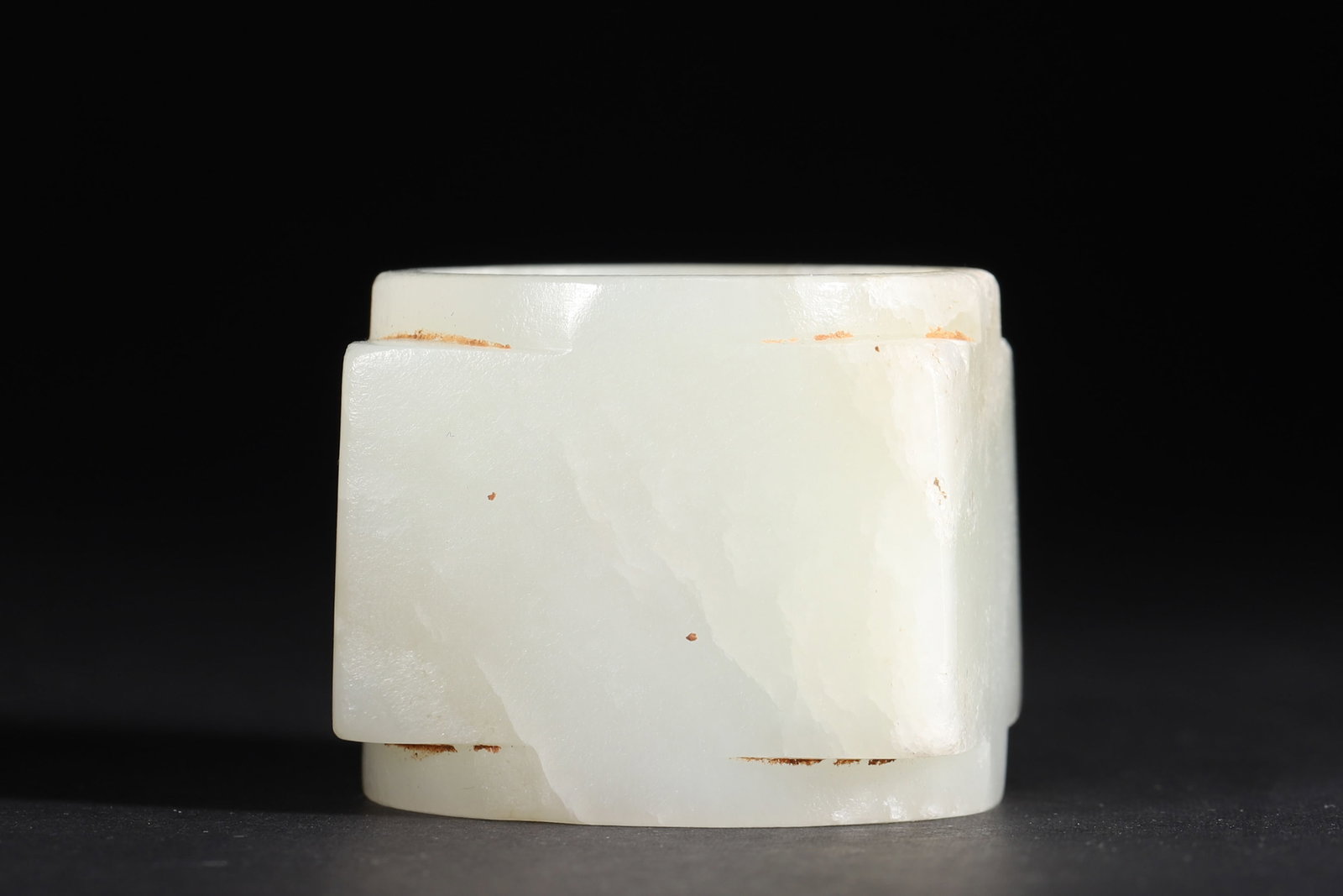 A WHITE JADE CONG-FORM THUMB RING - 3