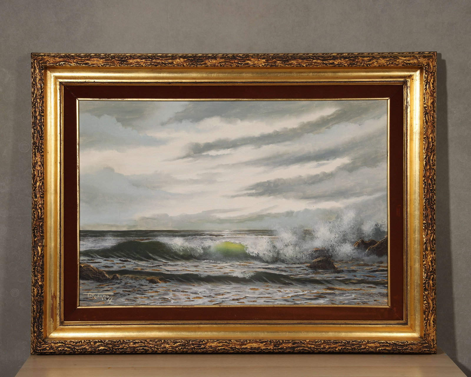 TOPEDANO, ATTRIBUTED TO, OIL ON CANVAS: Attributed to Topedano. Oil on canvas, framed. Dimensions: Sight: 90 x 60 cm; Frame: 117 x 87 cm.