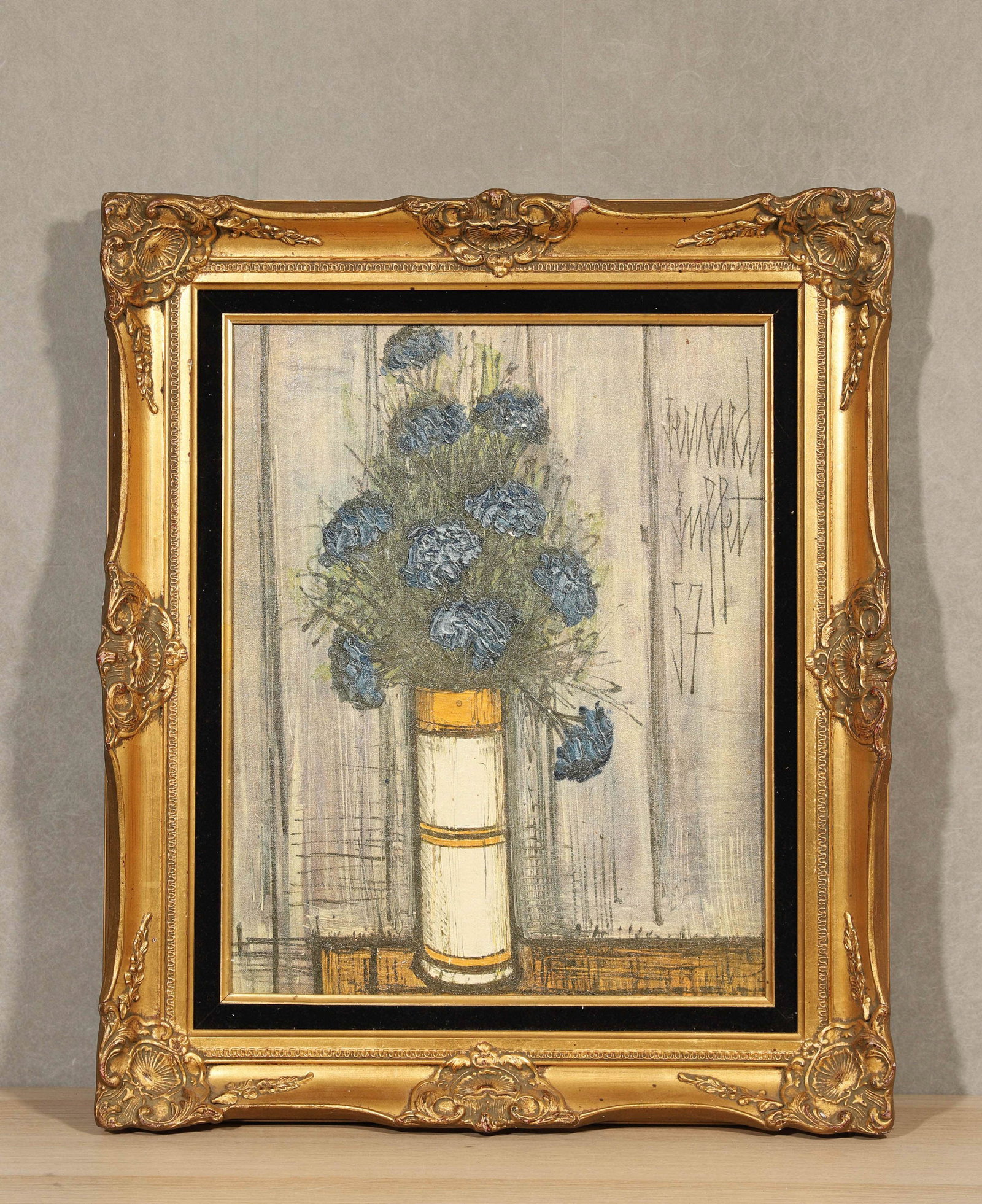 AFTER BERNARD BUFFET, GICLEE PRINT ON CANVAS: A giclee reproduction print on canvas after Bernard Buffet, framed. Dimensions: Sight: 50 x 39 cm; Frame: 68 x 58 cm.