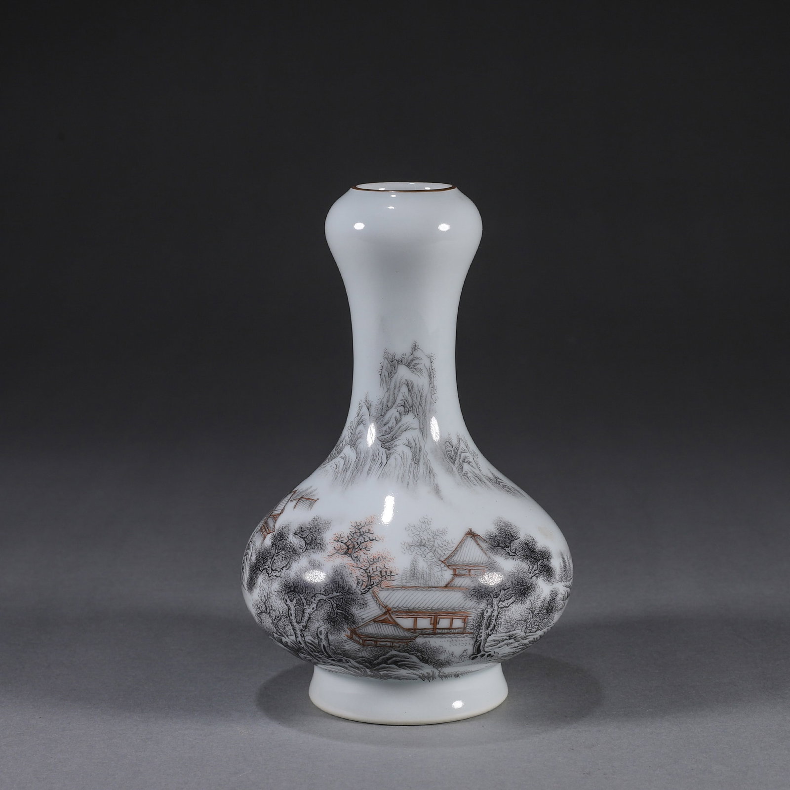 A GRISAILLE-DECORATED GARLIC-MOUTH VASE WITH LANDSCAPE (1 of 7)