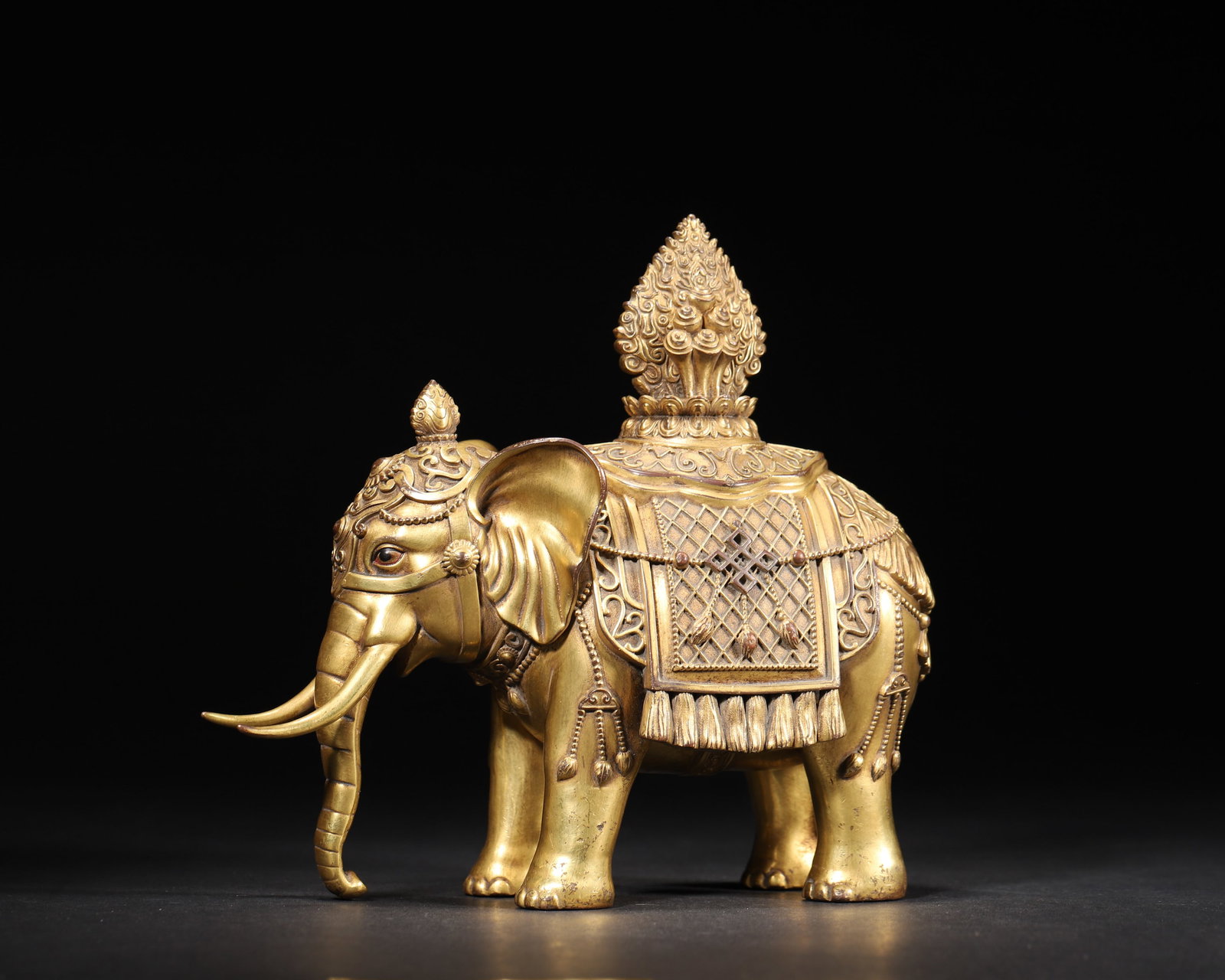A GILT-BRONZE 'ELEPHANT OF PEACE' INCENSE BURNER (1 of 7)