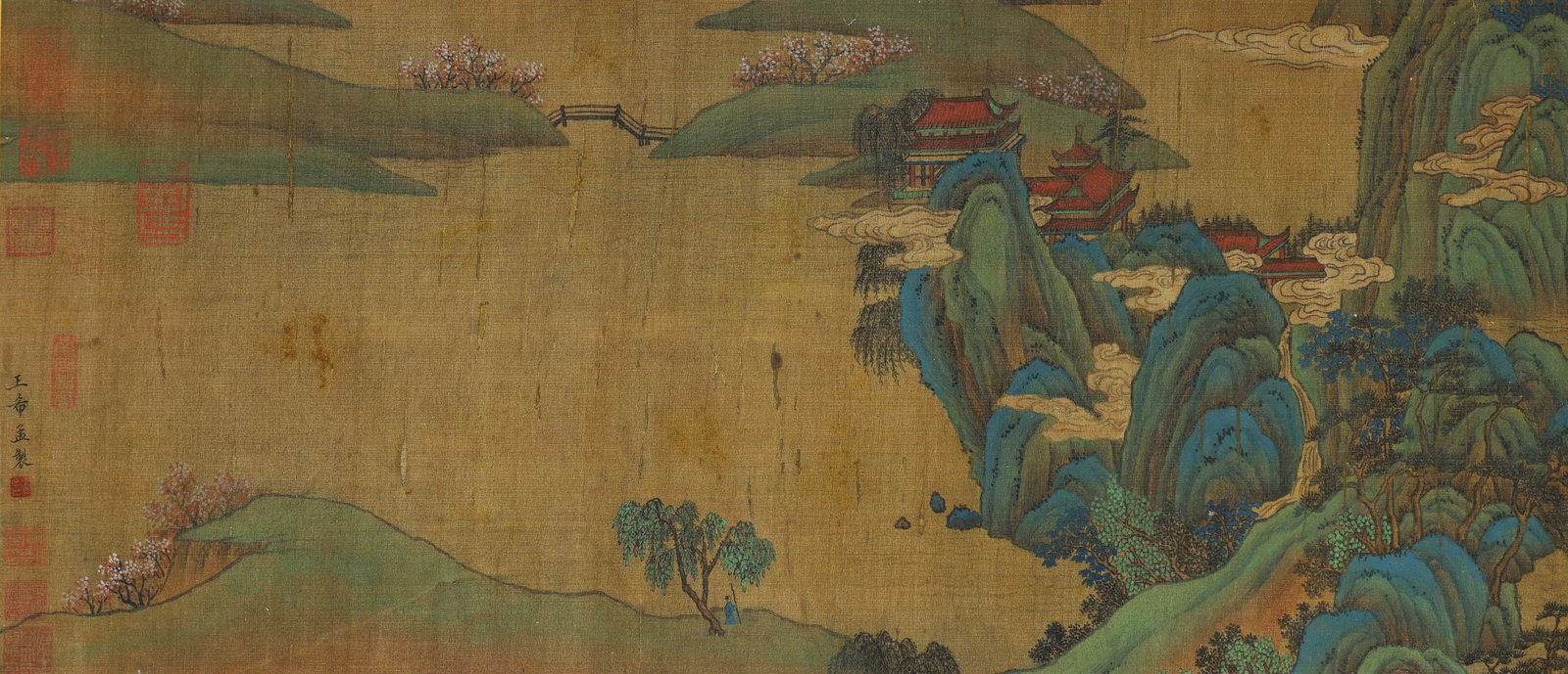 WANG XIMENG, ATTRIBUTED TO, SPRING PAVILION DISTANT VIEW, HANDSCROLL - 4