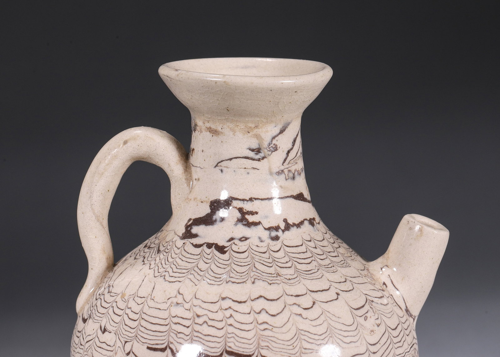 A MARBLED-CLAY EWER - 5
