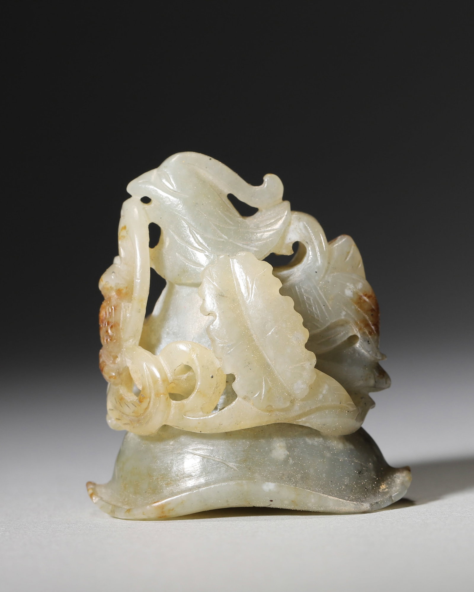 A JADE 'MANDARIN DUCK' CENSER FINIAL (1 of 6)