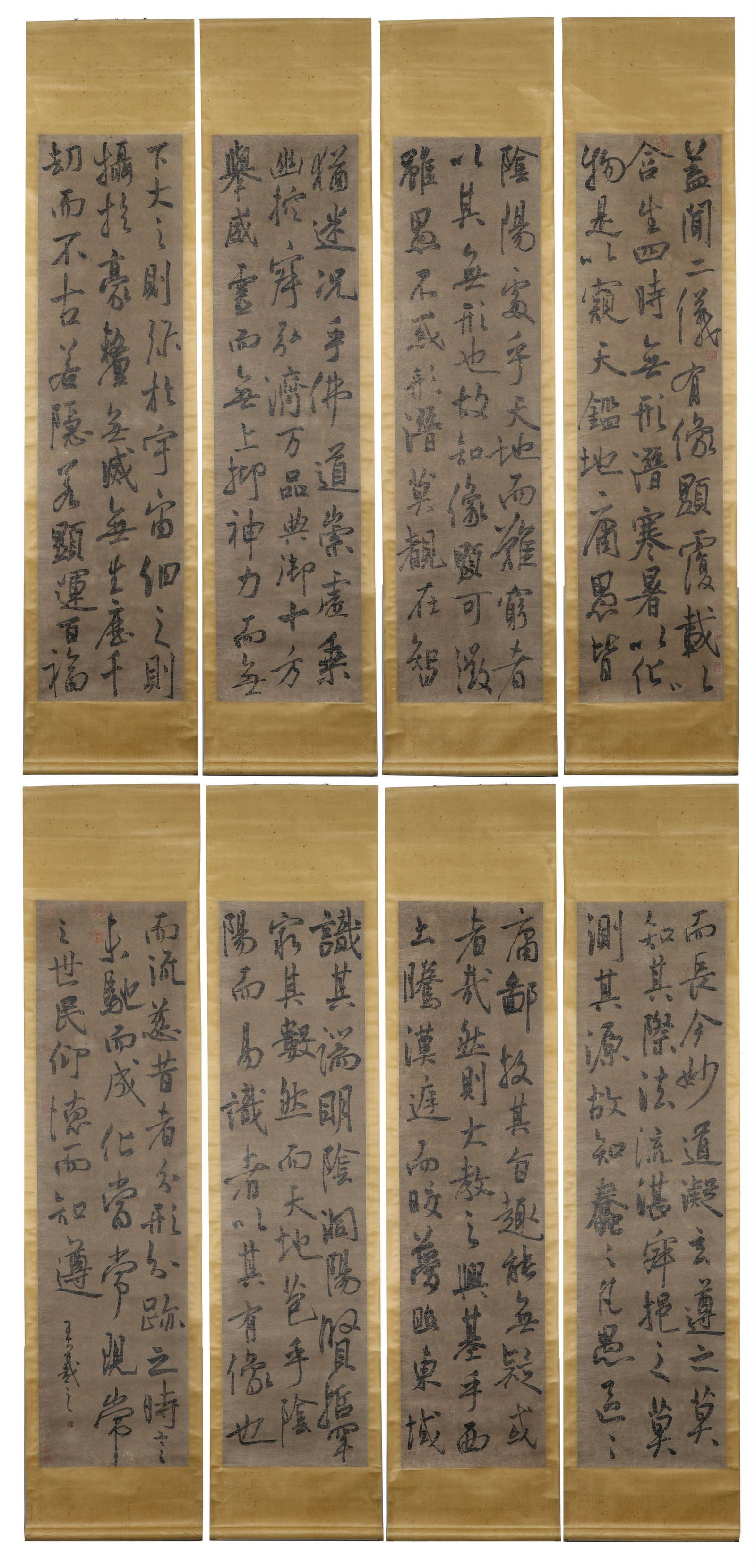 WANG XIZHI, ATTRIBUTED TO, CURSIVE CALLIGRAPHY, SET OF EIGHT HANGING SCROLLS (1 of 20)