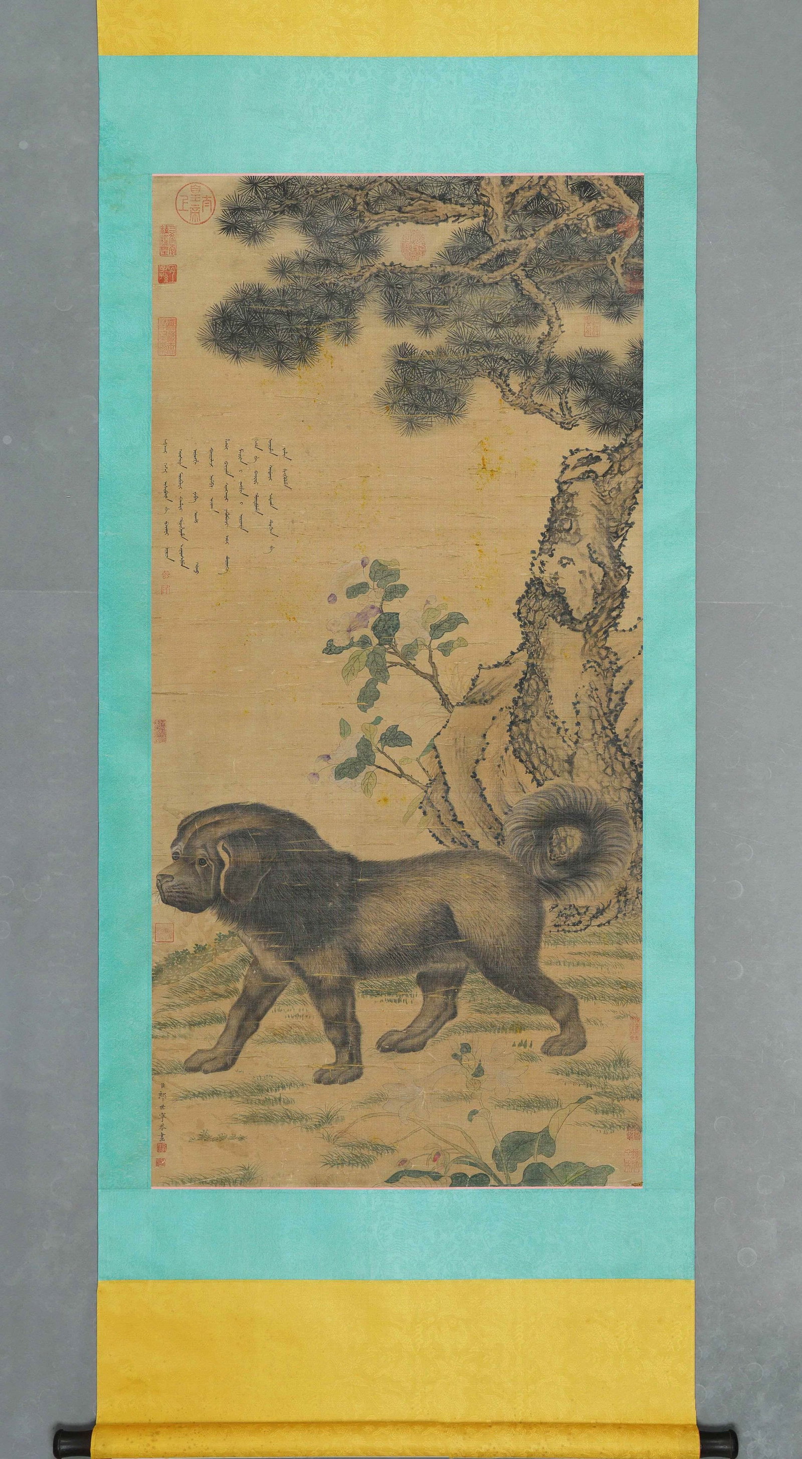 GIUSEPPE CASTIGLIONE, ATTRIBUTED TO, HOUND UNDER PINE, HANGING SCROLL (1 of 8)