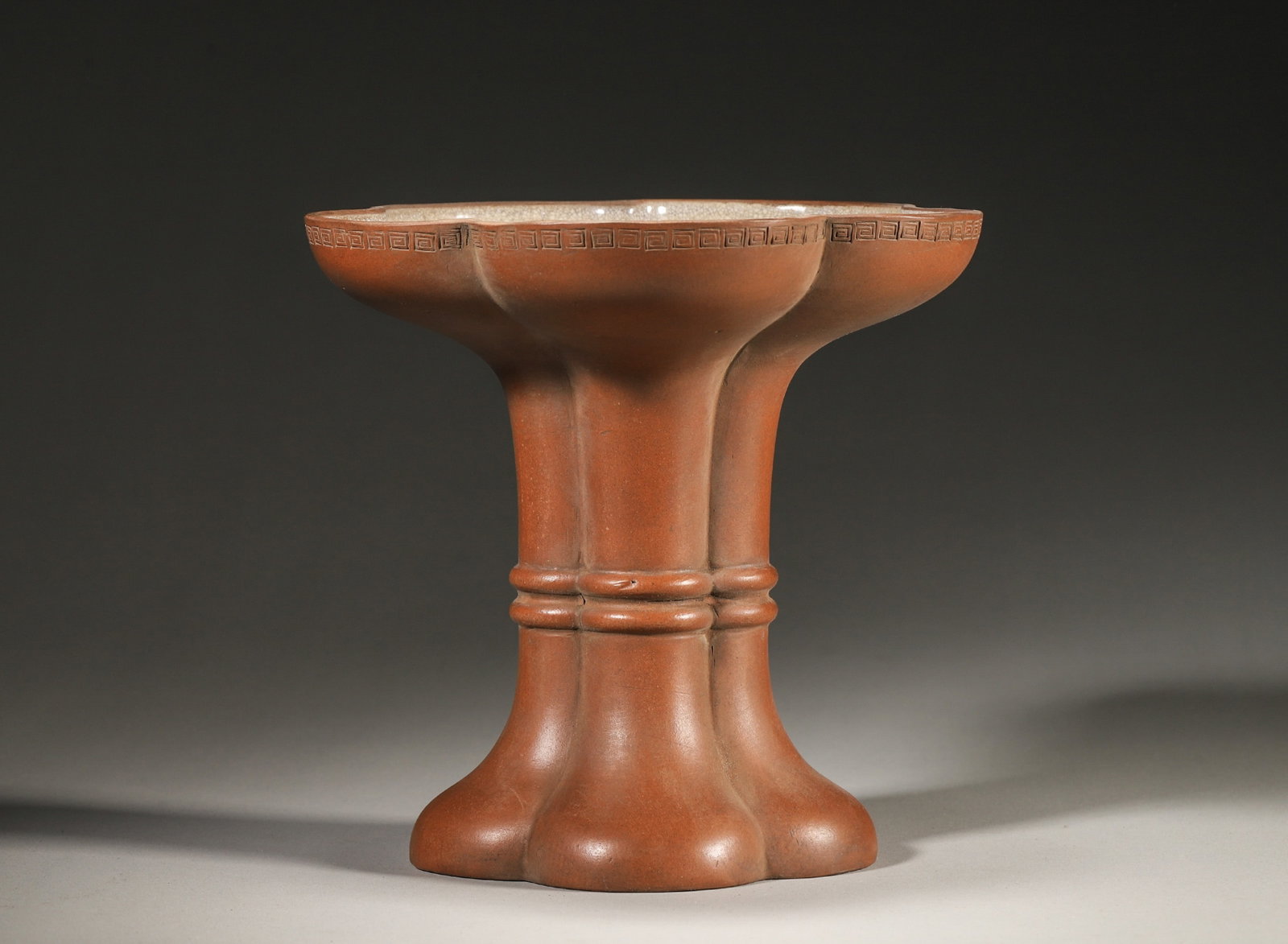 A ZISHA STEM DISH WITH GE-TYPE CRACKLE-GLAZED INTERIOR (1 of 5)