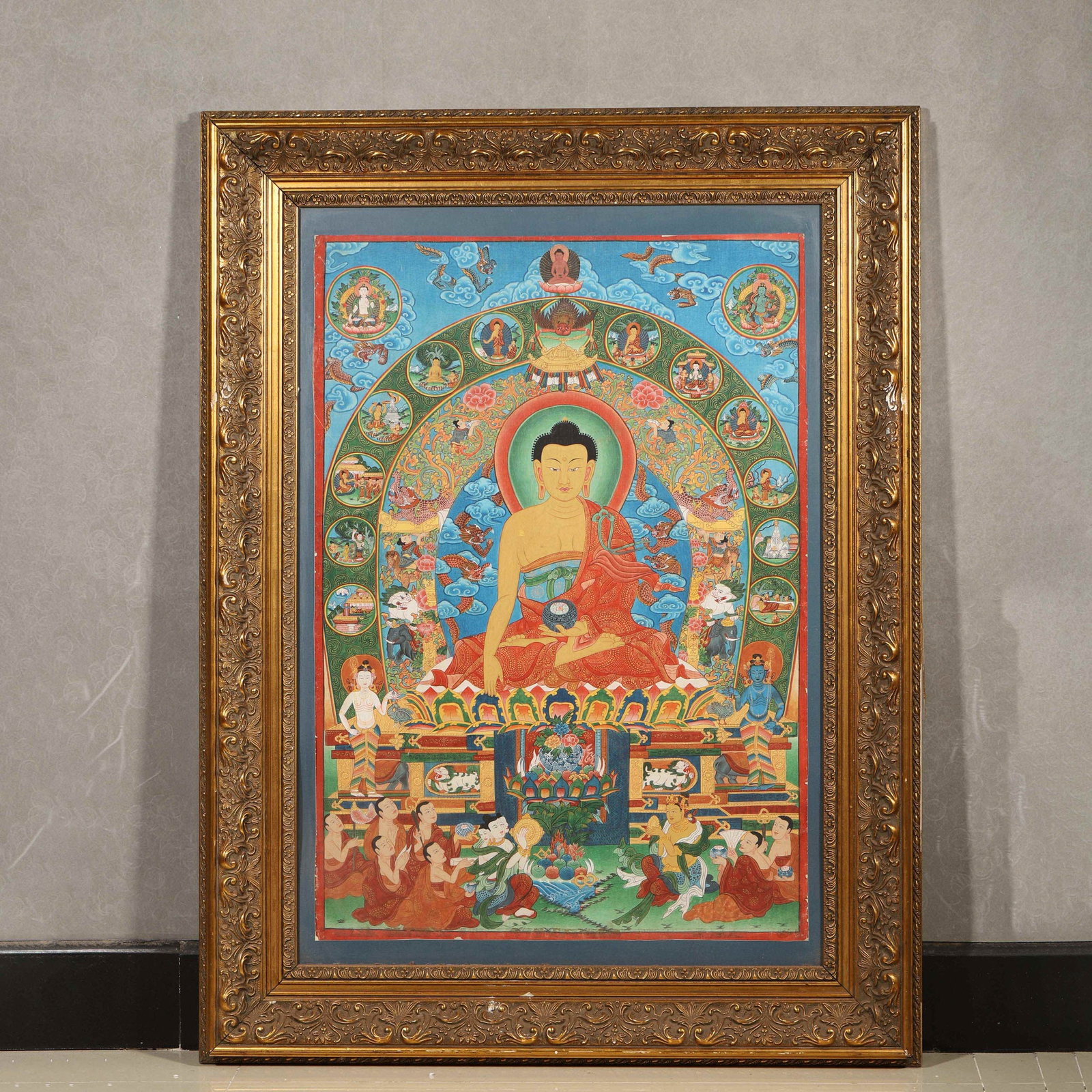 A FRAMED THANGKA OF SHAKYAMUNI BUDDHA (1 of 8)