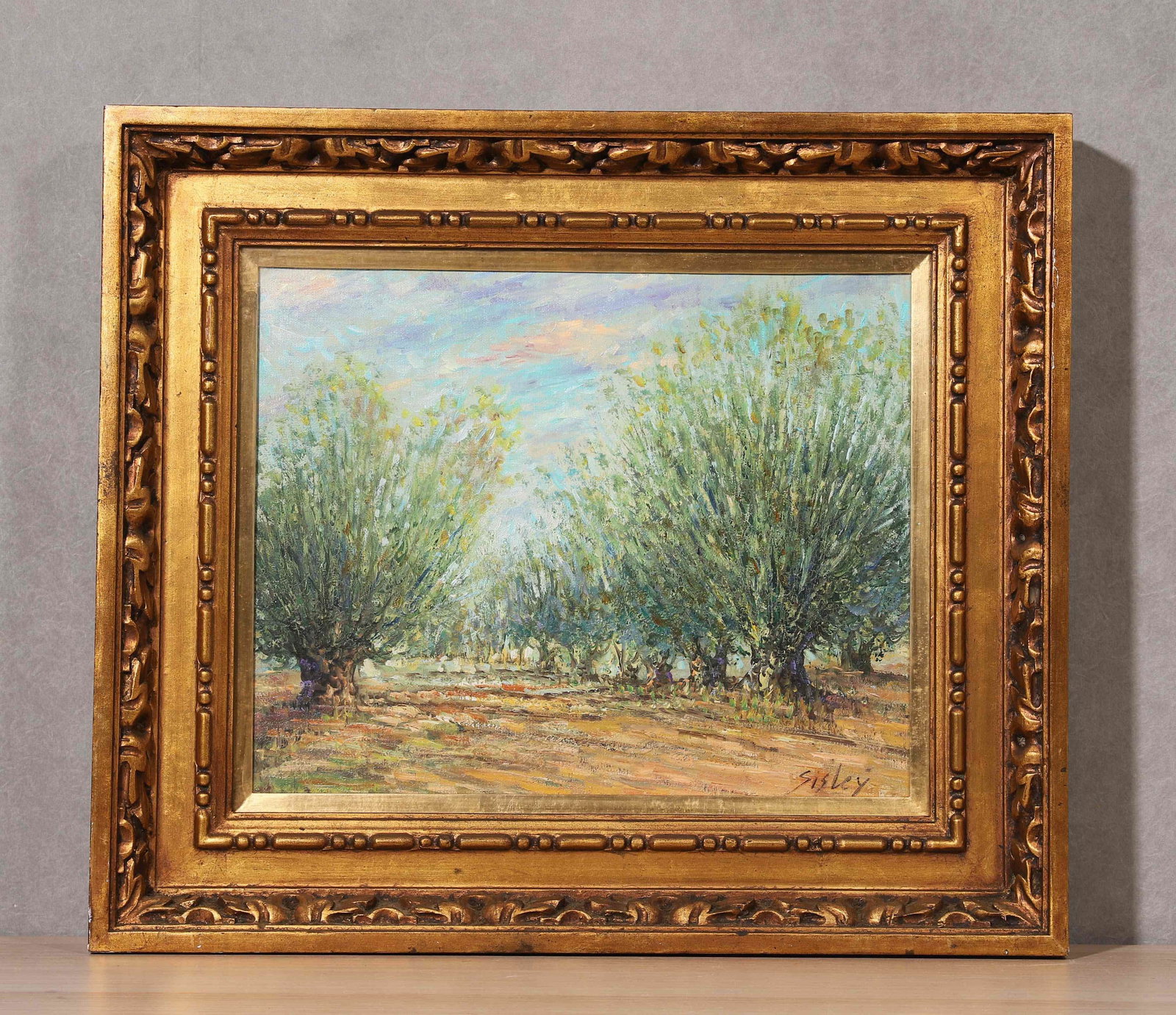 ALFRED SISLEY, ATTRIBUTED TO, OIL ON CANVAS: Attributed to Alfred Sisley. Oil on canvas, framed. Dimensions: Image: 40 x 32 cm; Frame: 58 x 50 cm.
