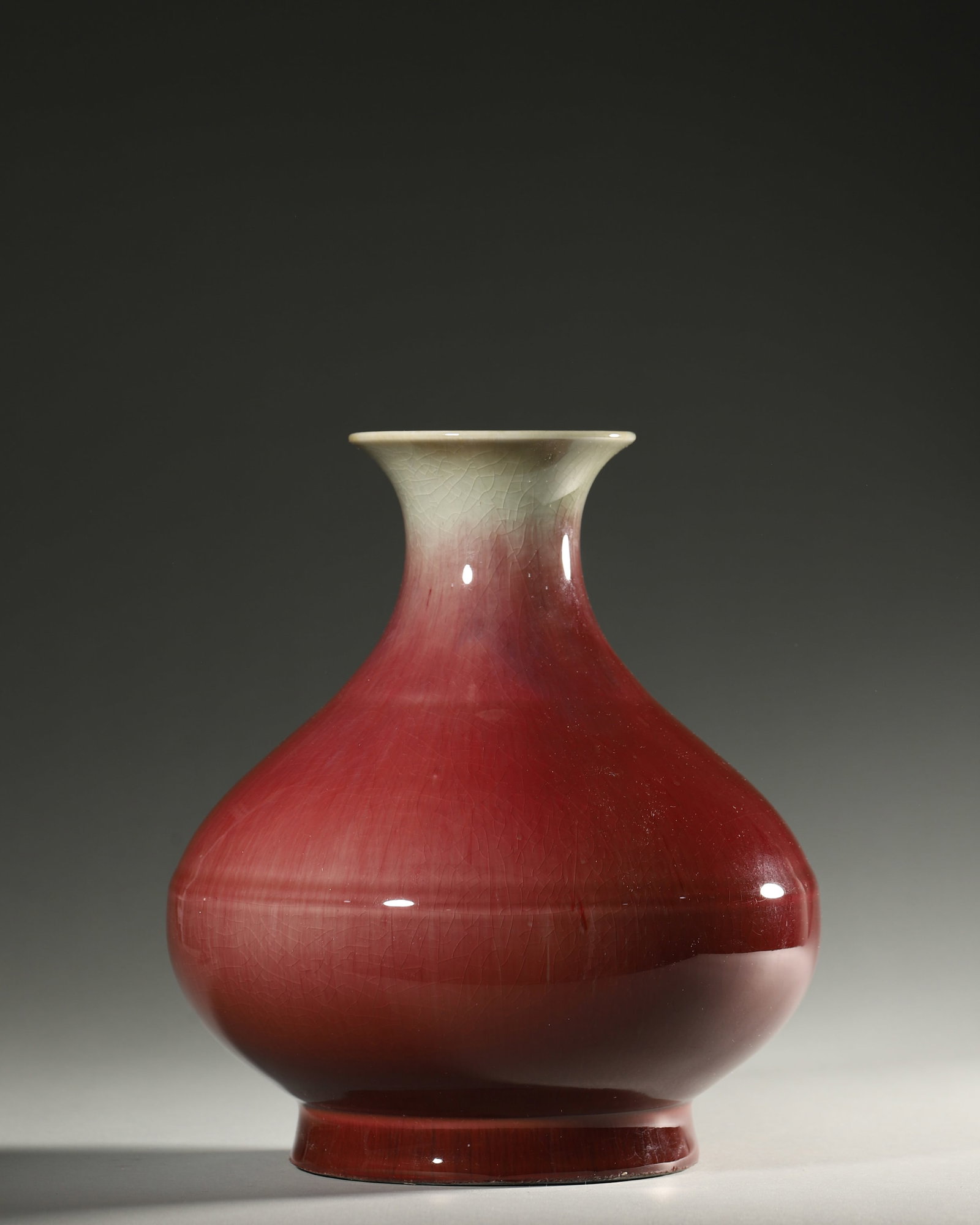 A LANGYAO-TYPE COPPER-RED-GLAZED WATER-CHESTNUT VASE (1 of 6)
