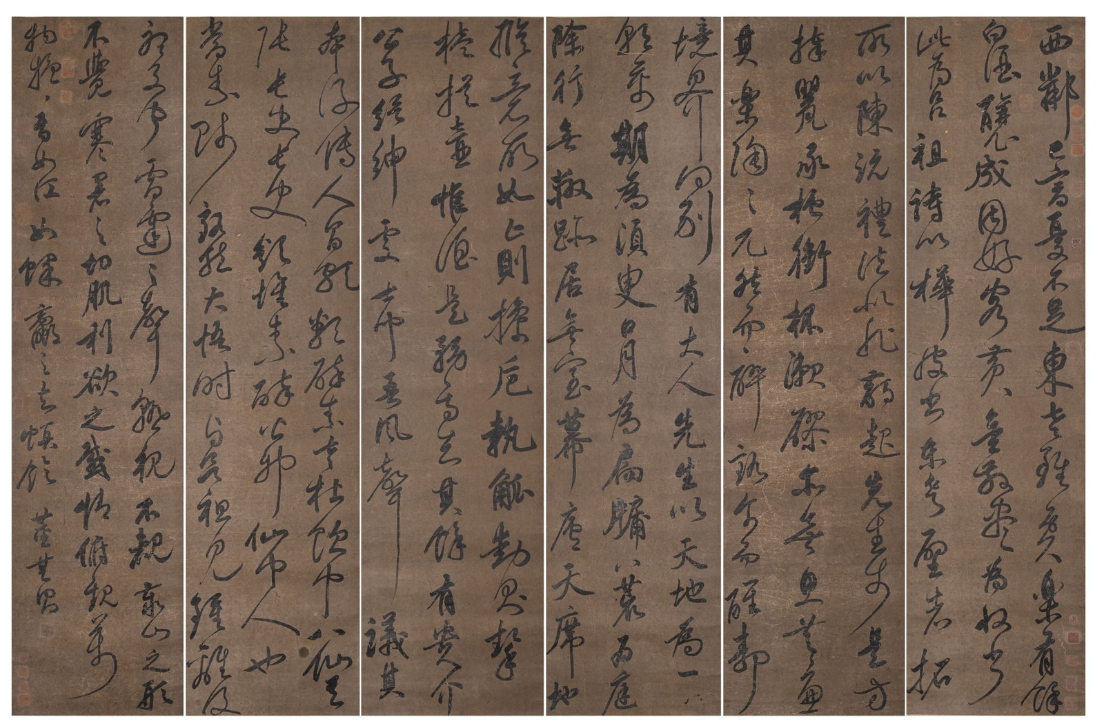 DONG QICHANG, ATTRIBUTED TO, CURSIVE CALLIGRAPHY, SIX-PANEL SCREEN - 2