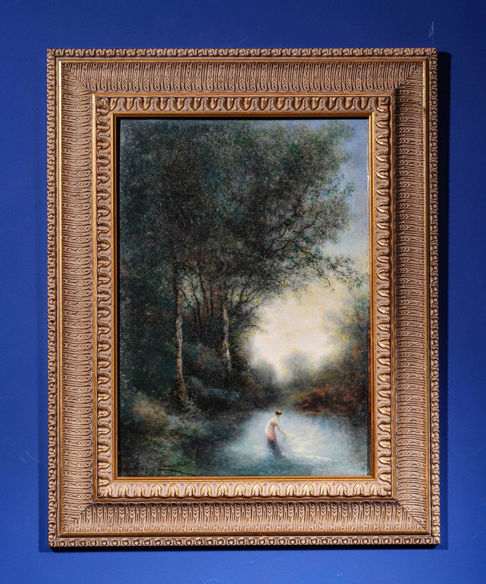 FRENCH SCHOOL, BATHERS IN THE WOODS, PAINTING ON CANVAS (1 of 8)