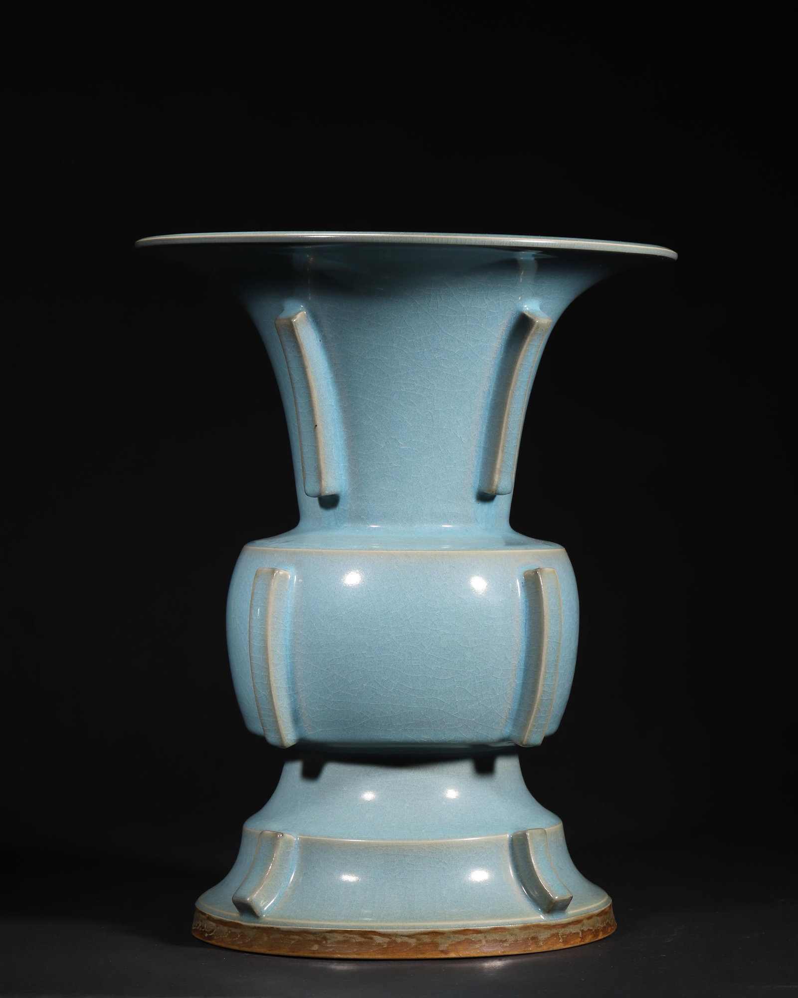 A JUN-TYPE SKY-BLUE-GLAZED GU-FORM VASE WITH RIBBED PROJECTIONS (1 of 7)