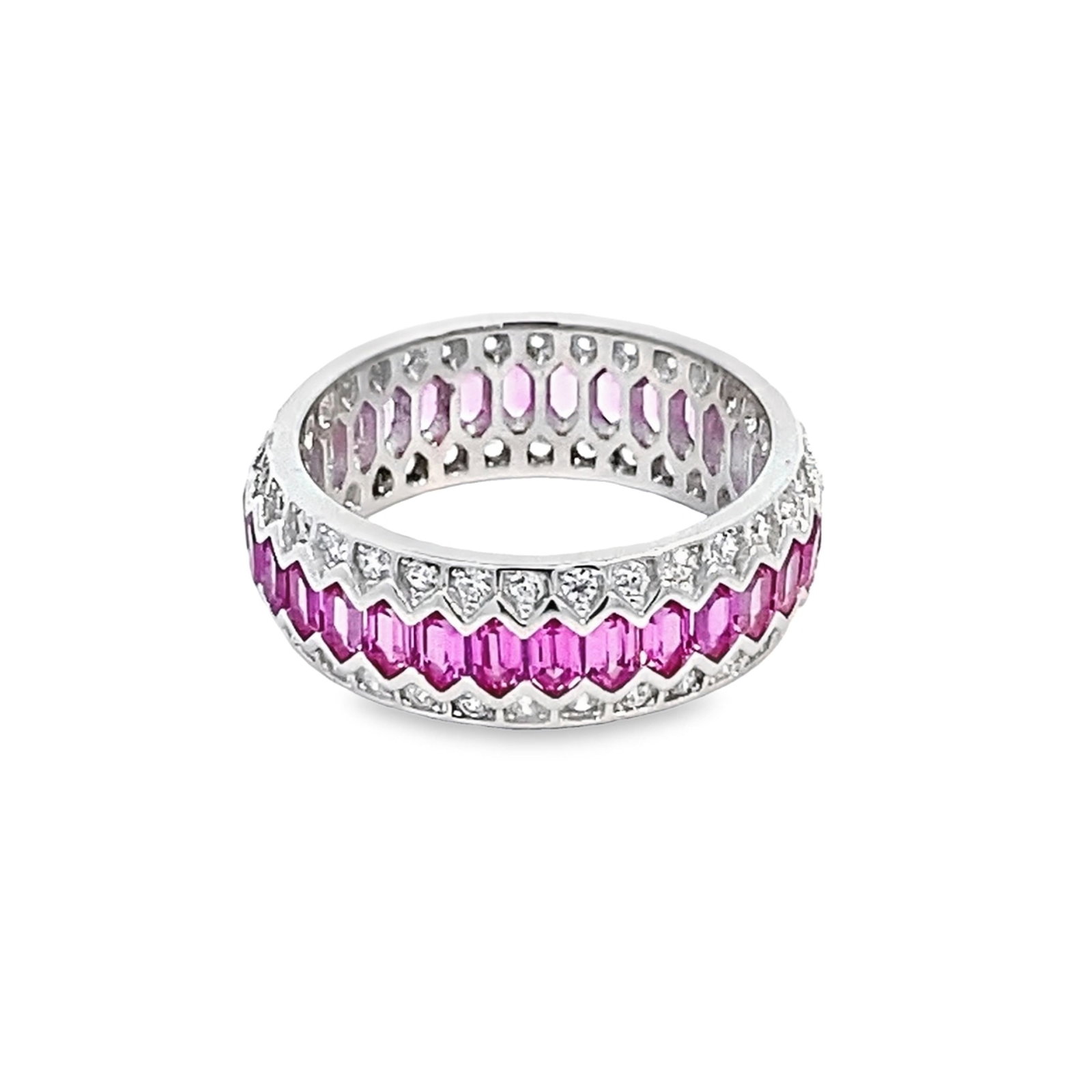 LAB RUBY AND DIAMOND BAND RING - 3