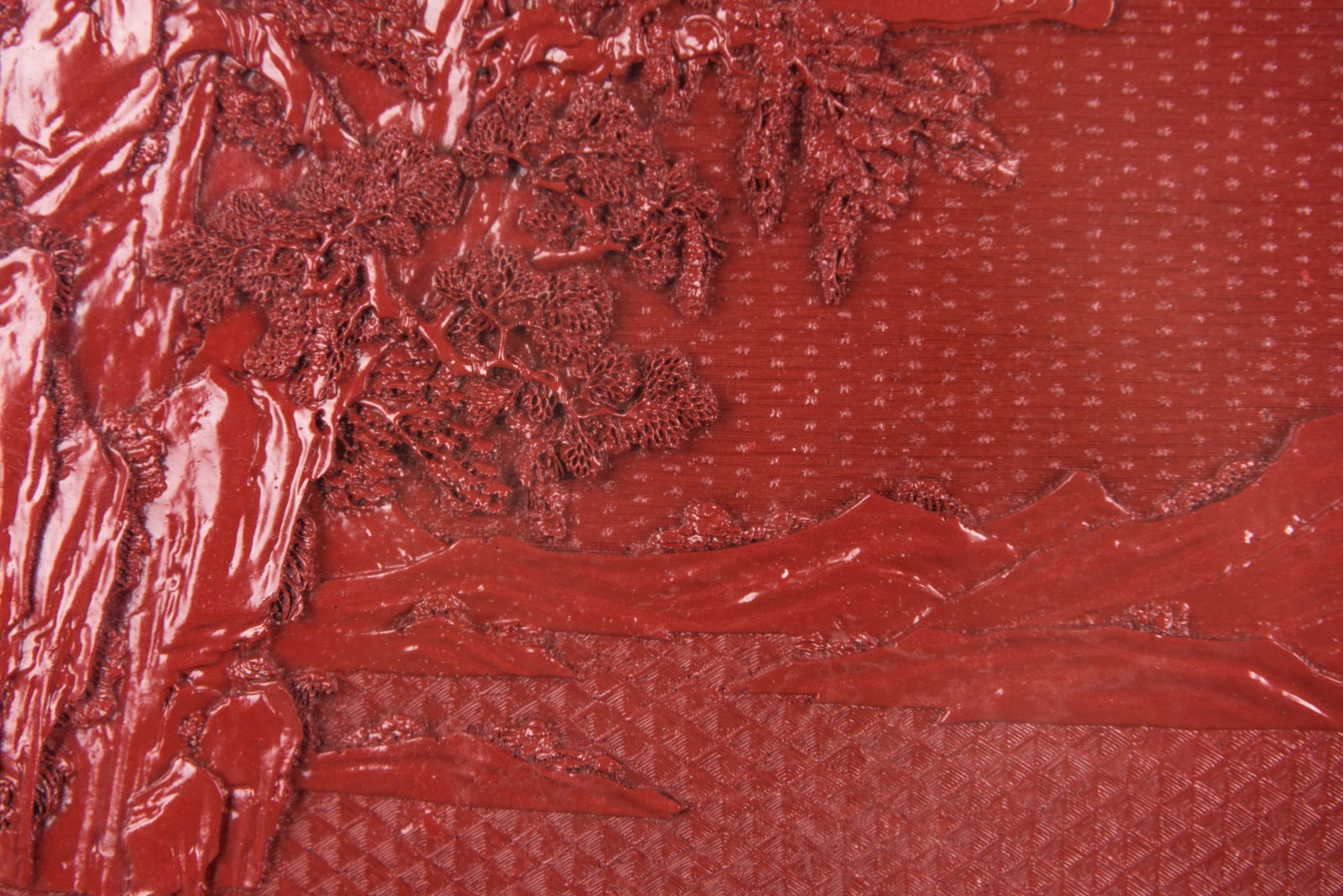 A CARVED CINNABAR LACQUER PANEL, FRAMED - 4