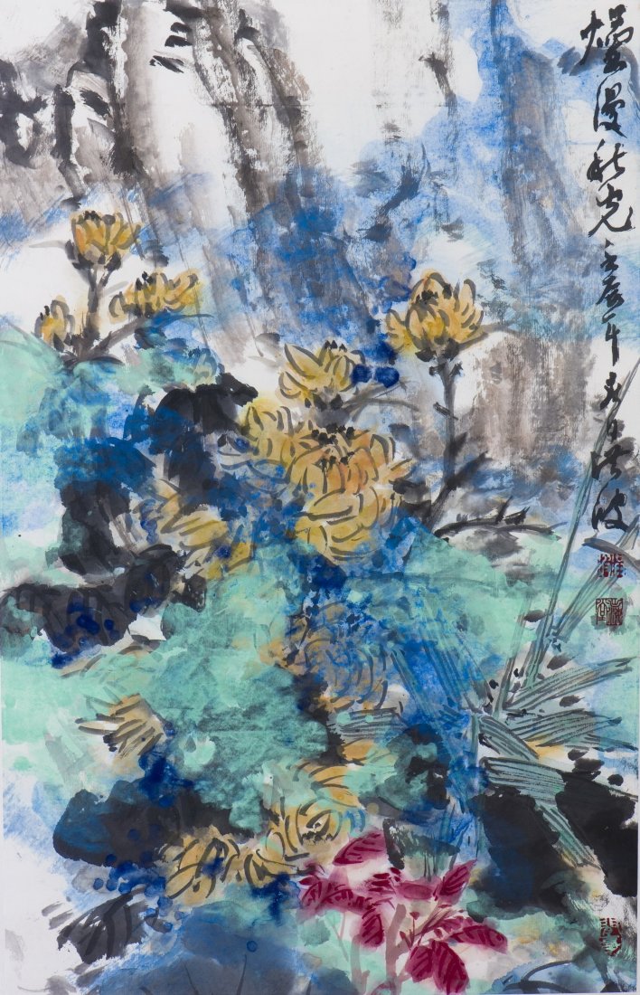 HONG BO (1965- ), FLOWERS ADN BIRDS: HONG BO (1965- ), FLOWERS ADN BIRDS 28 x 18 in. (71.12 x 45.72 cm.)