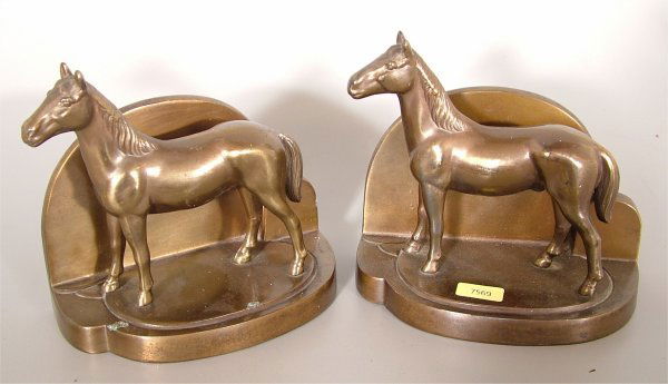 PR FRANKART METAL HORSE BOOKENDS 5 1/2"L: PR FRANKART METAL HORSE BOOKENDS 5 1/2"L