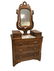 WALNUT VICTORIAN THREE DRAWER DRESSER WITH HANDKERCHIEF