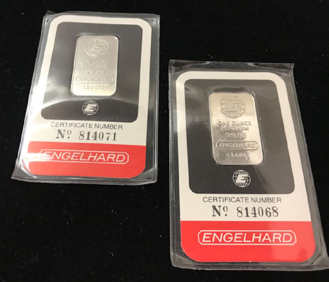 2 ENGELHARD 1 OZ. PLATINUM BARS, 99.95 PLATINUM, COMES (1 of 1)