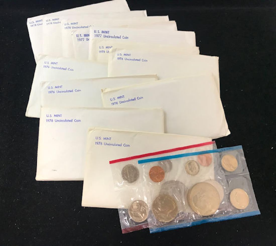 (12) U.S. MINT SETS INCLUDING (7) 1976, (2) 1977, AND (1 of 1)