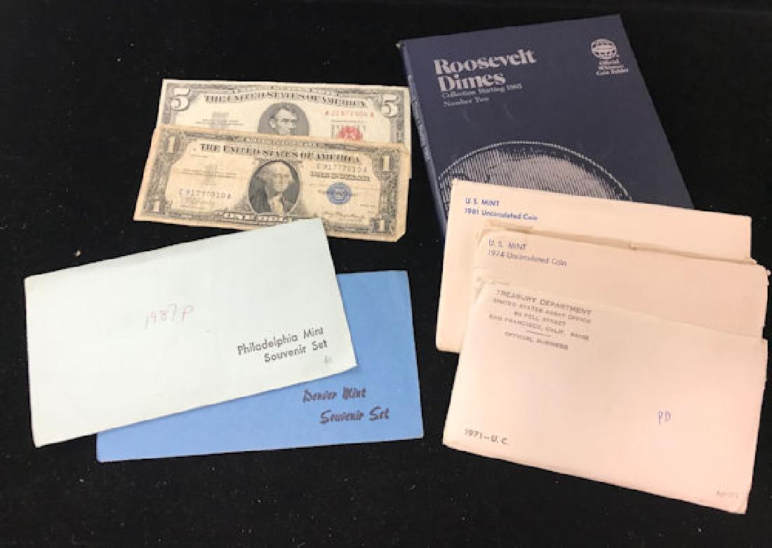 MIXED LOT INCLUDING SERIES 1963 FIVE DOLLAR RED SEAL (1 of 2)