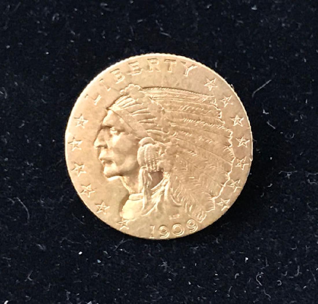 1909 U.S. INDIAN HEAD $2.50 GOLD QUARTER EAGLE, .900 (1 of 2)