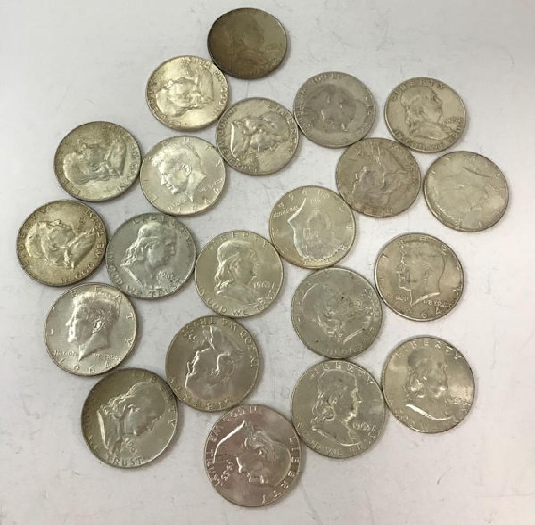 21 U.S. SILVER HALF DOLLARS INCLUDING 16 FRANKLIN AND (1 of 1)