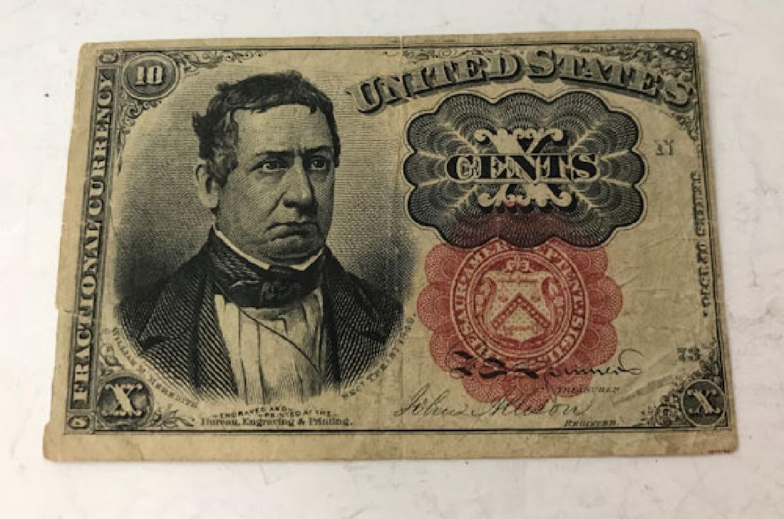 SERIES 1874 U.S. 10-CENT FRACTIONAL CURRENCY NOTE (1 of 2)