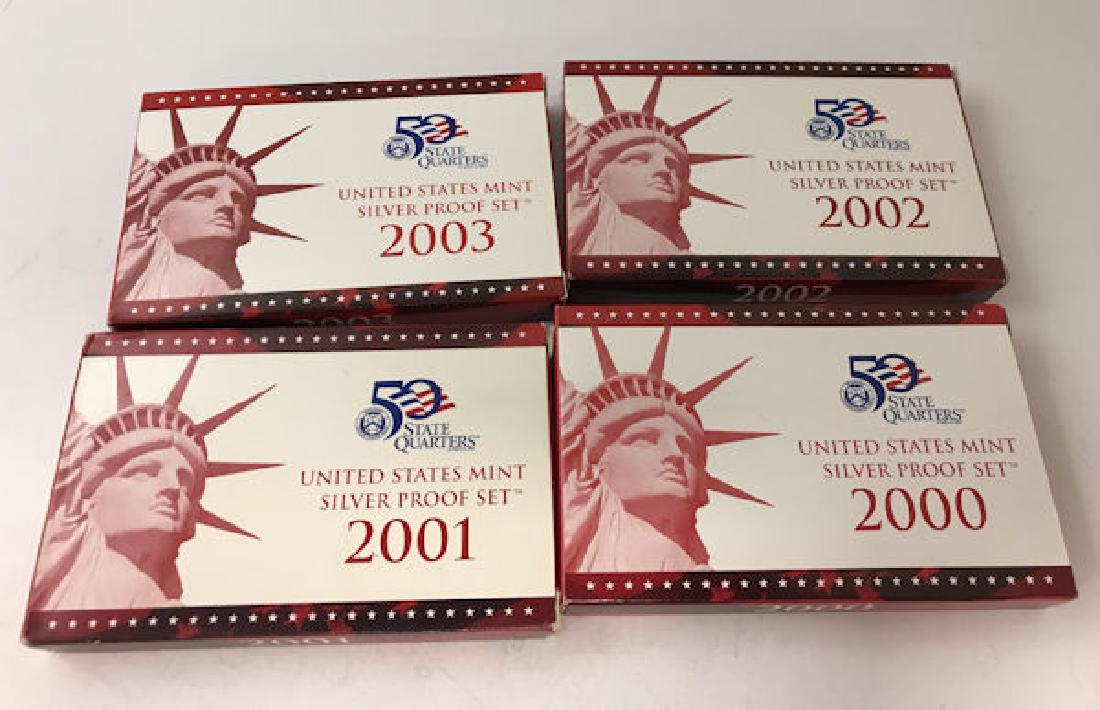 4 U.S. MINT SILVER PROOF SETS 2000-2003 (1 of 1)