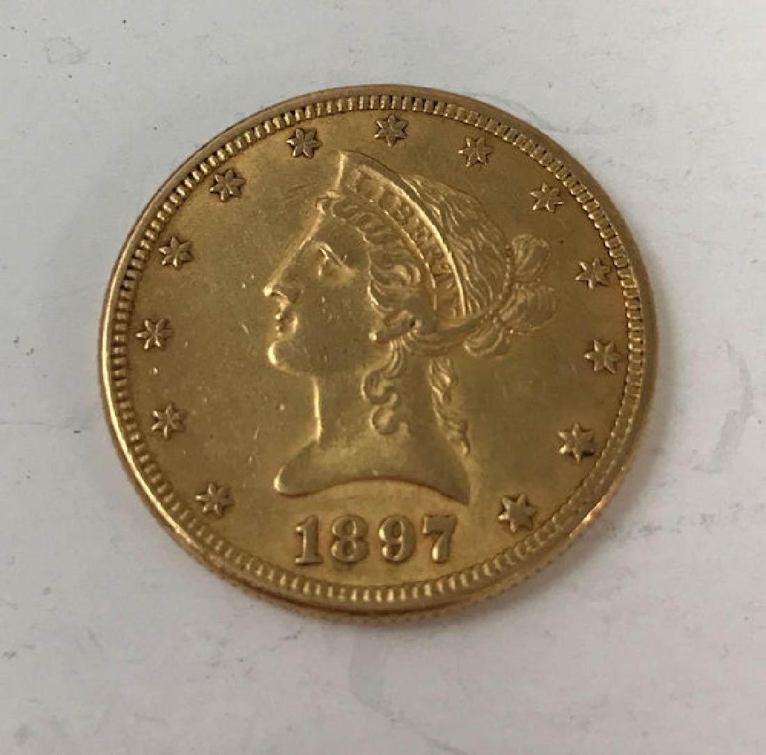 1897 U.S. LIBERTY HEAD $10 GOLD EAGLE, .900 GOLD, (1 of 2)