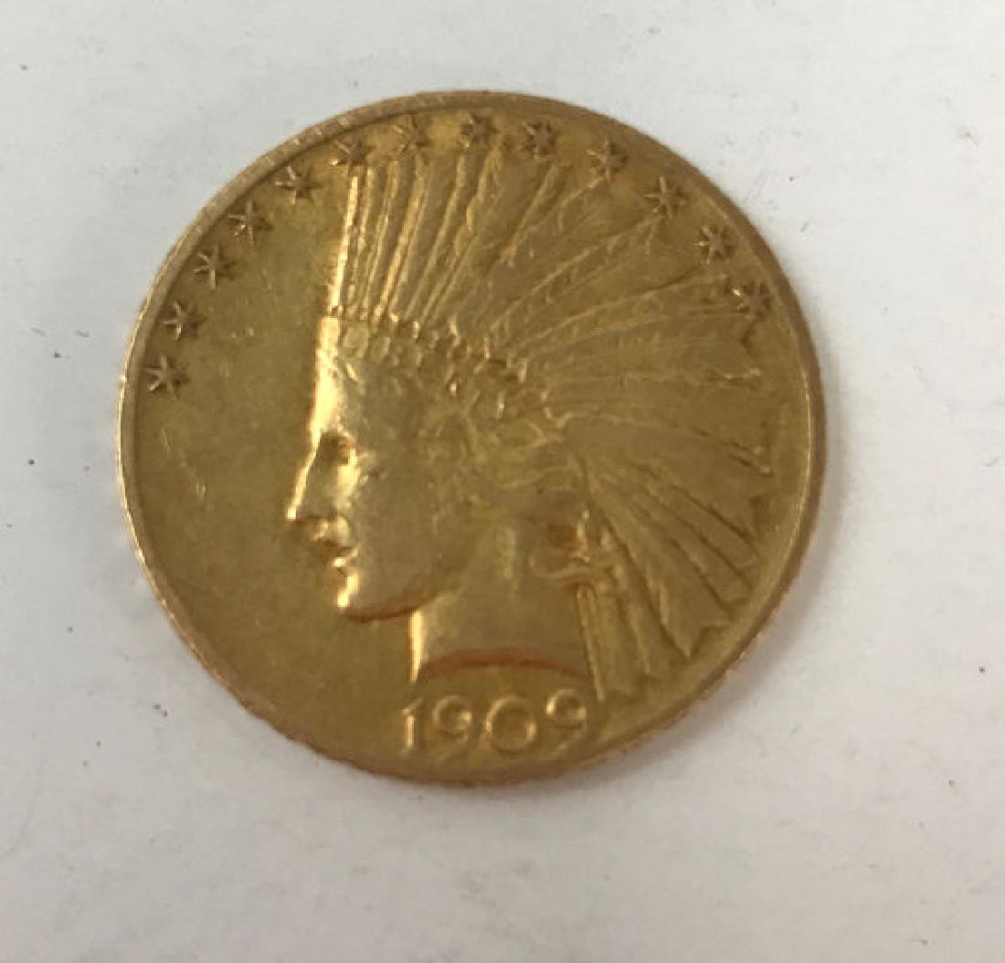 1909 U.S. INDIAN HEAD $10 GOLD EAGLE, .900 GOLD, 16.72g (1 of 2)