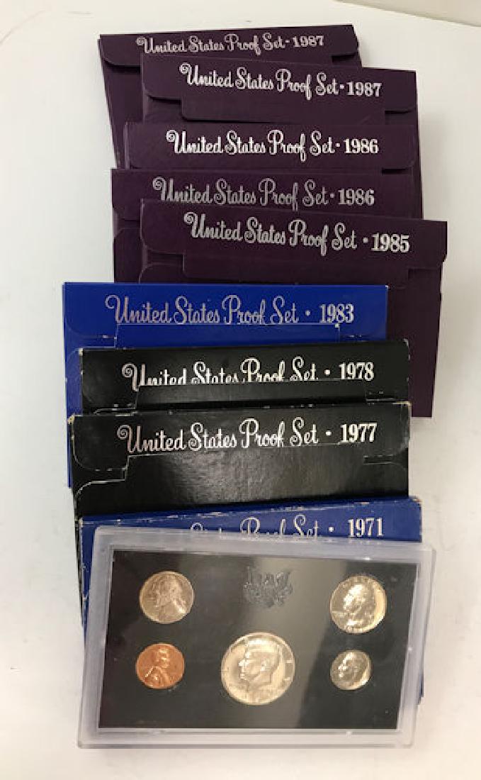 9 U.S. PROOF SETS INCLUDING 1971, 1977, 1978, 1983, (1 of 1)