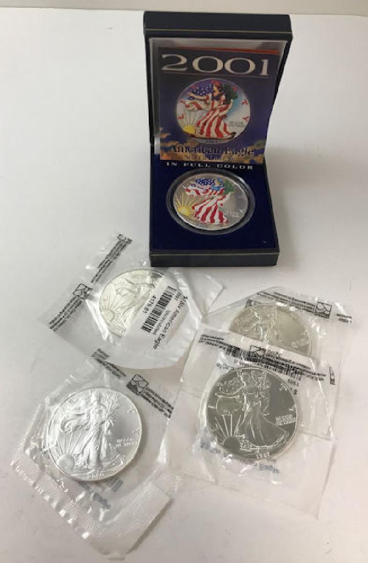 5 AMERICAN SILVER EAGLES INCLUDING 1987, 1989, 1997, (1 of 1)