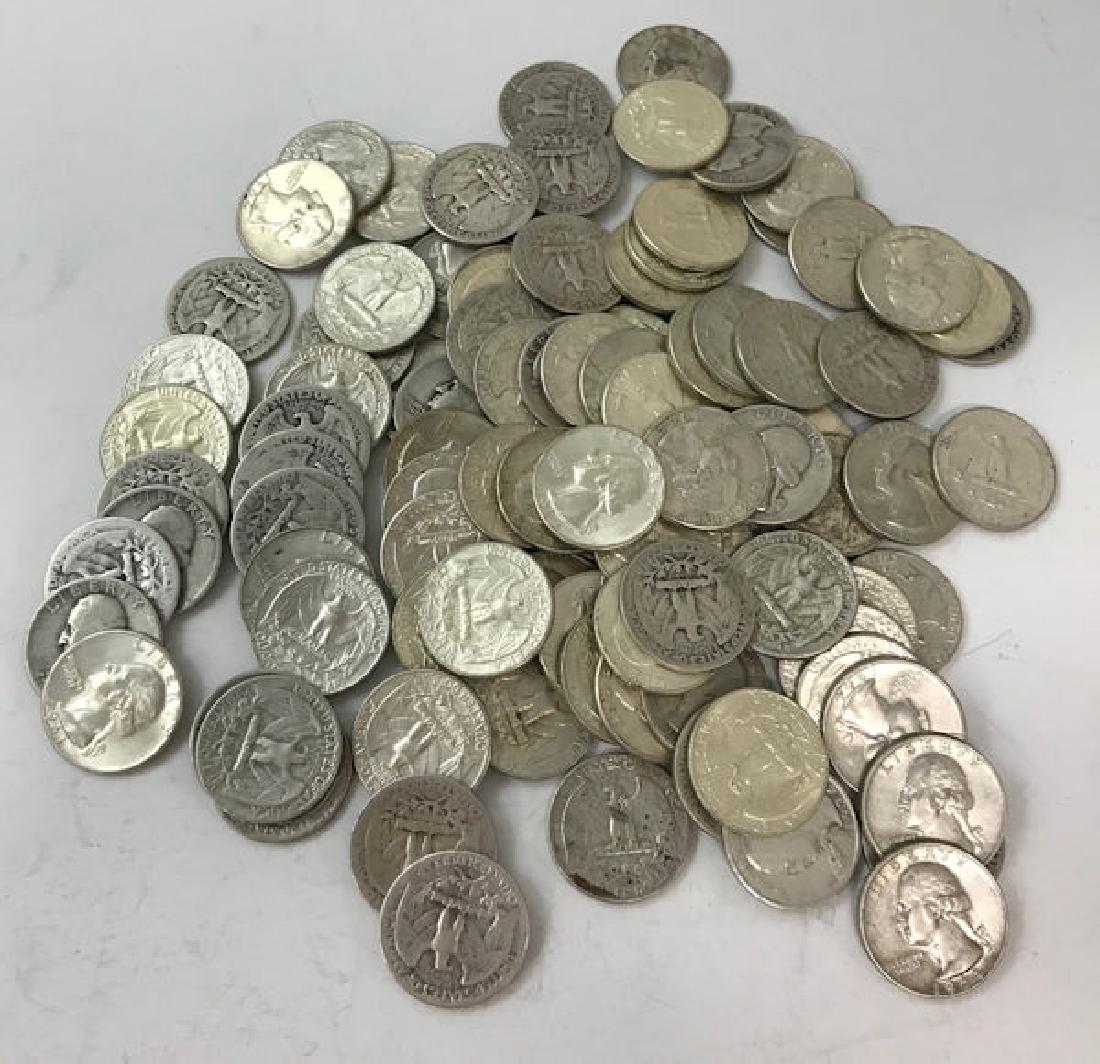 100 WASHINGTON SILVER QUARTERS *tax exempt* (1 of 1)