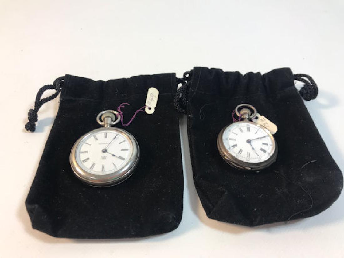 TWO SMALL POCKET WATCHES ~ 1.25" IN DIAMETER. ONE FROM (1 of 8)