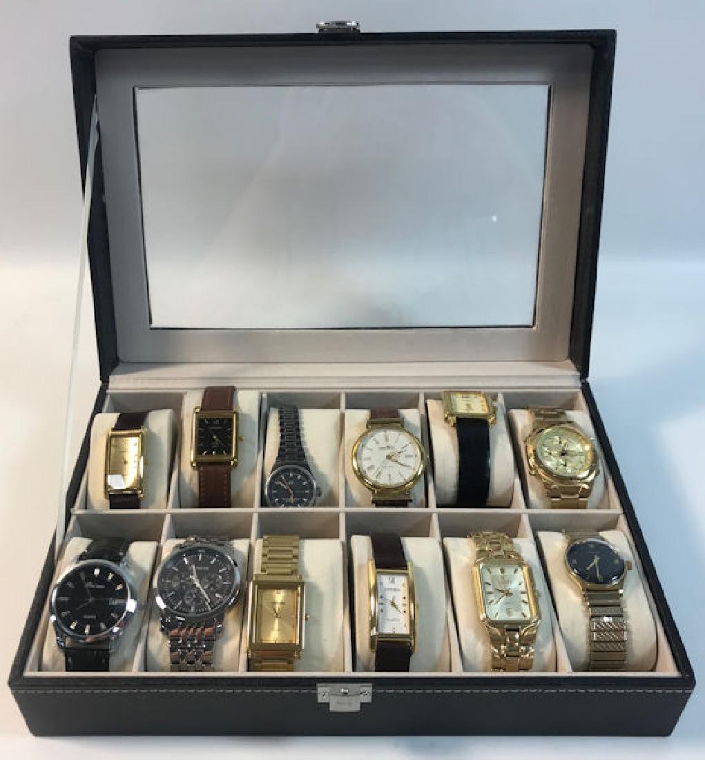 WATCH CASE W/WATCHES ~ 12" X 8" IN SIZE. ASSORTED (1 of 6)
