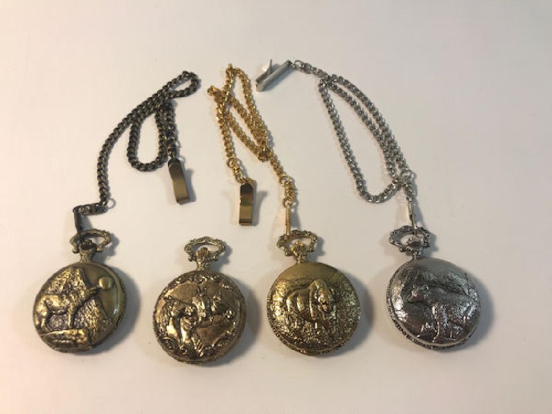 LOT OF FOUR POCKET WATCHES ~ HIGH RELIEF ANIMAL (1 of 6)