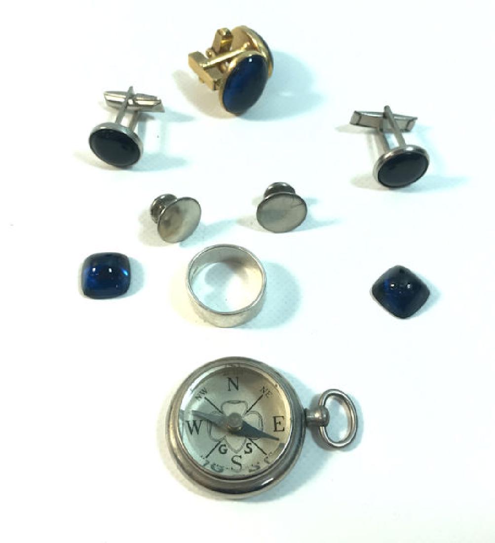 CUFFLINKS AND ACCESSORIES ~ SILVER TONE COMPAS, THREE (1 of 4)