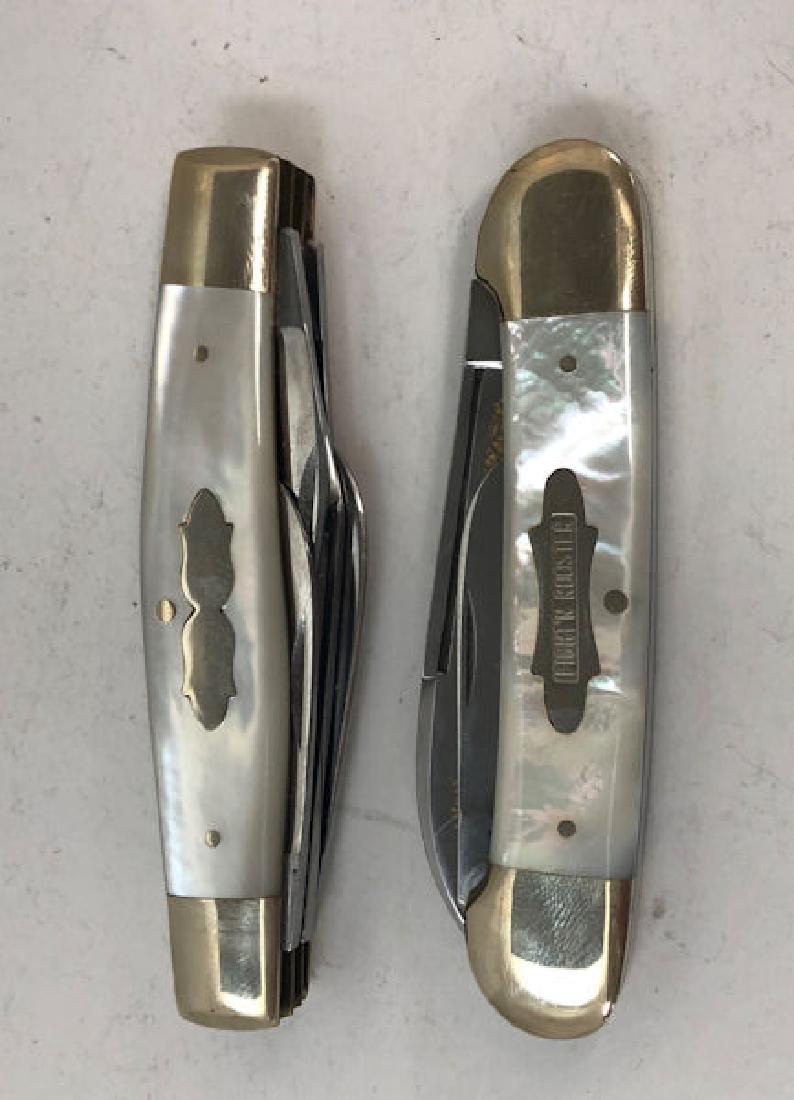 TWO FIGHT'N ROOSTER FOLDING KNIVES ~MOTHER OF PEARL (1 of 2)
