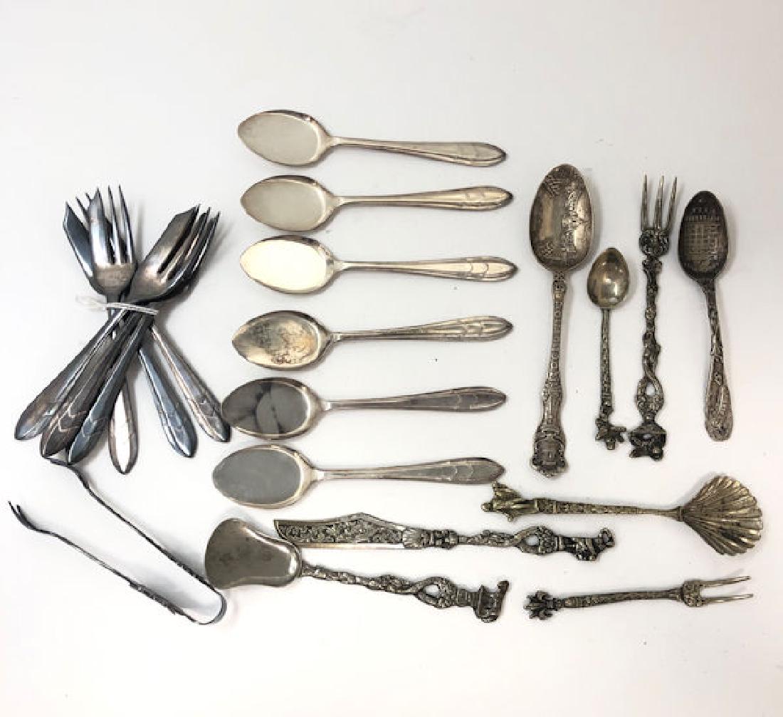 MISCELLANEOUS FLATWARE LOT ~ SILVER PLATE, COIN SILVER, (1 of 1)