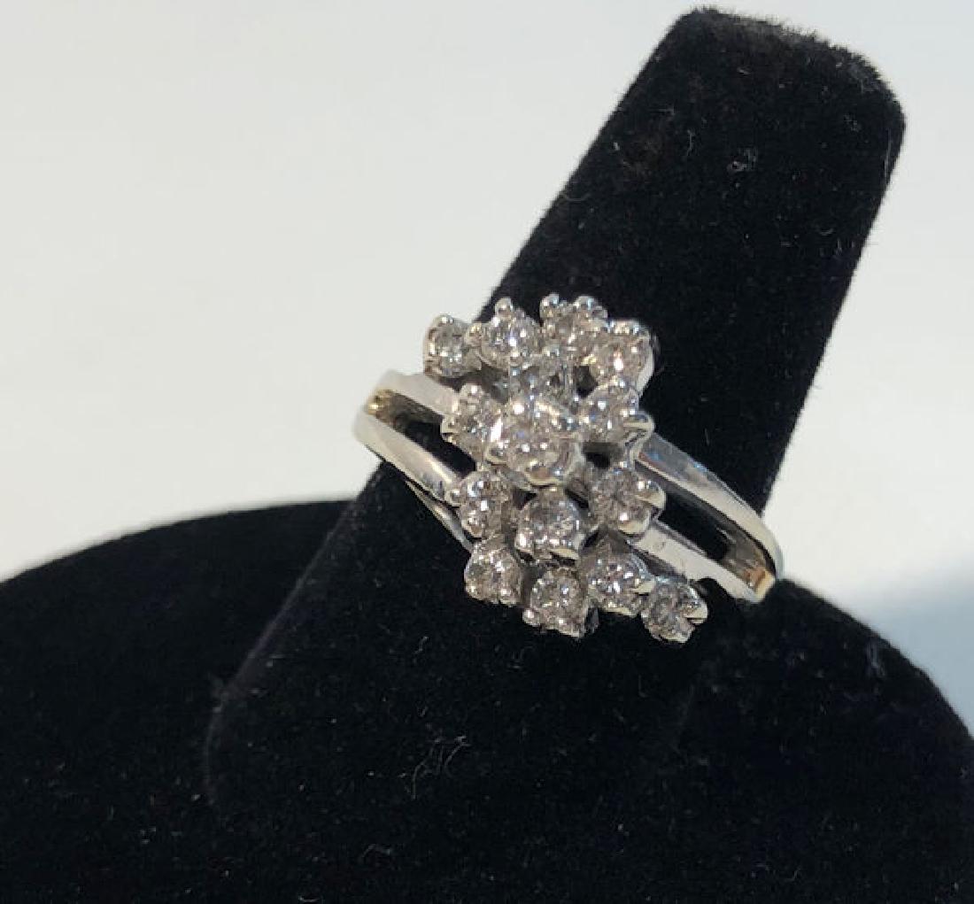 14KT WHITE GOLD AND DIAMOND CLUSTER RING ~ SIZE 5 (1 of 13)