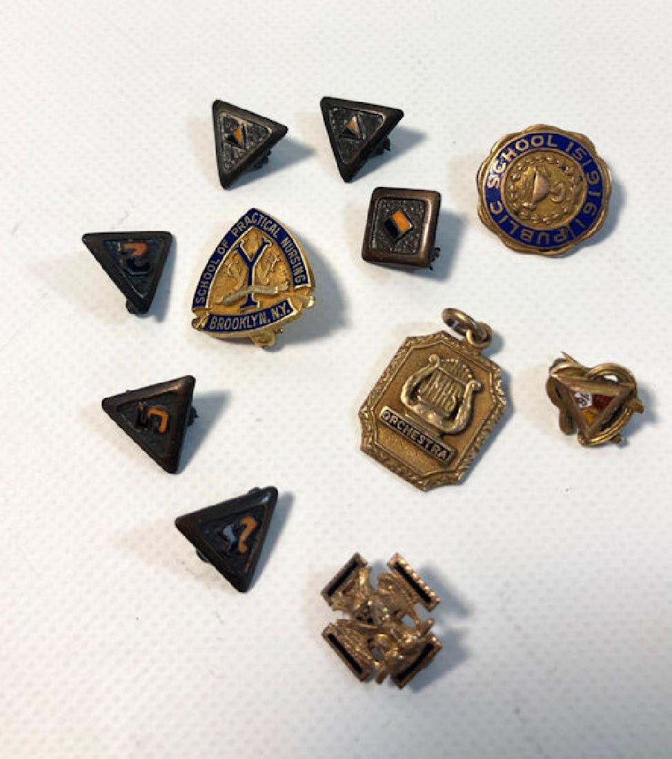 LOT OF ELEVEN PINS (ONE CHARM) ~ TWO 10KT GOLD (1 of 10)