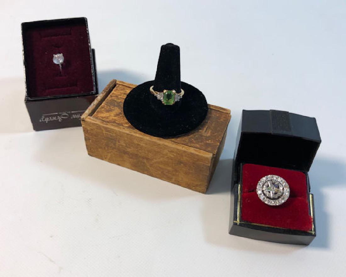 THREE COSTUME JEWELRY RINGS ~ SILVER TONE ENAMELED STAR (1 of 4)