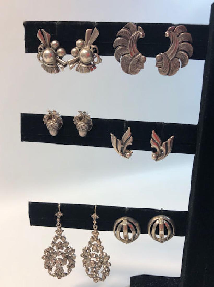 SIX PAIR SILVER EARRINGS ~ ONE PAIR SILVER PLATE (1 of 8)